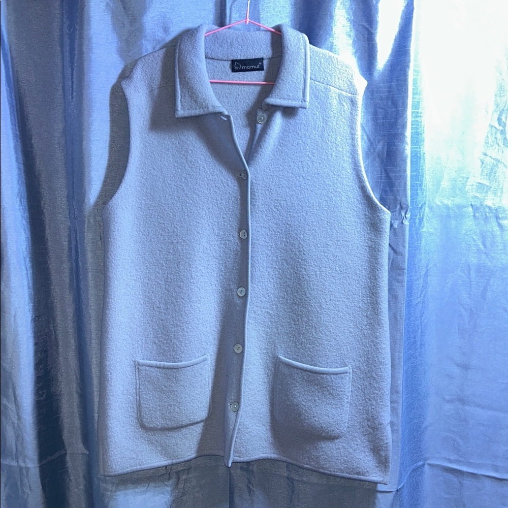 Mammut Light blue Collared sleeveless Vest size 42 100% wool